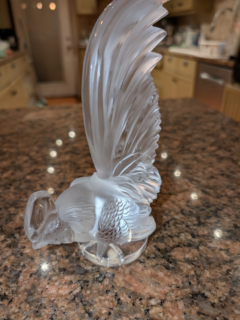 Beautiful Rare Lalique France Frosted Glass Coq Nain Bantam Rooster Sculpture